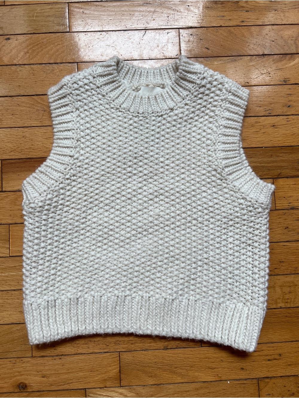 H&M Cream Chunky Knit Sweater Vest NWT